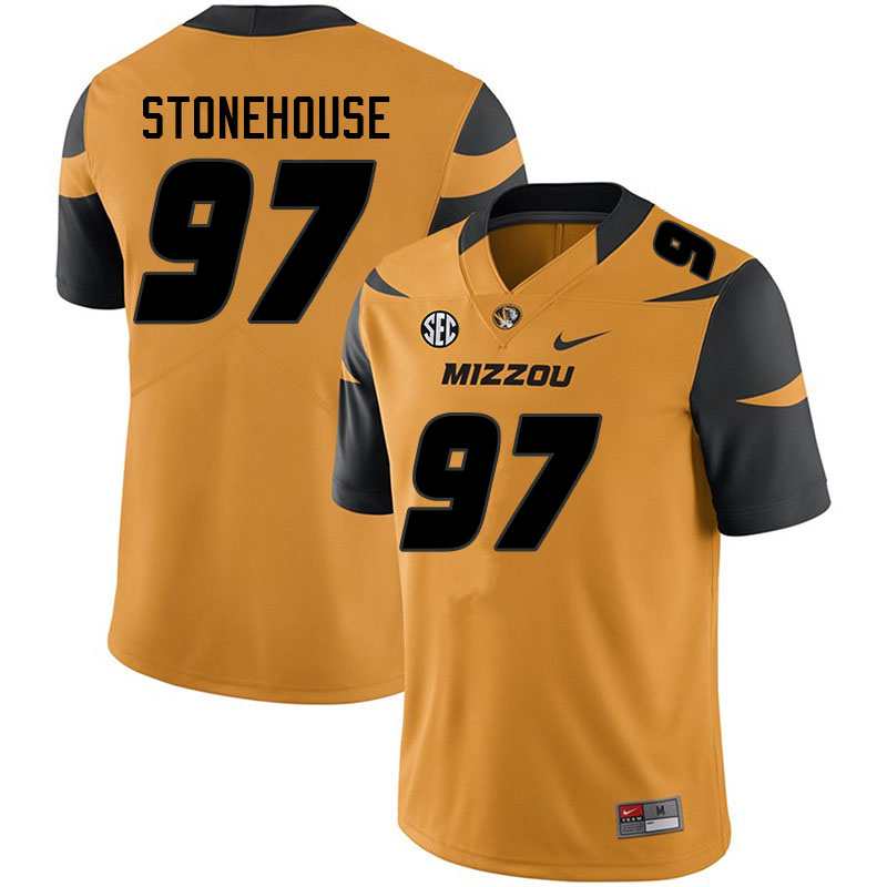 Men #97 Jack Stonehouse Missouri Tigers College Football Jerseys Sale-Yellow